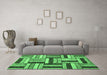 Machine Washable Abstract Emerald Green Modern Area Rugs in a Living Room,, wshabs331emgrn