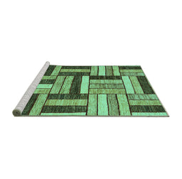 Sideview of Machine Washable Abstract Turquoise Modern Area Rugs, wshabs331turq