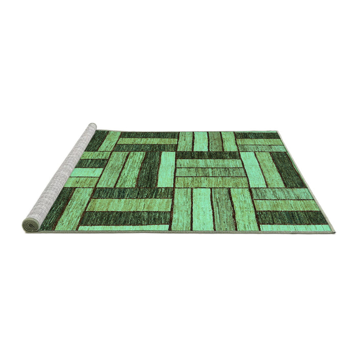 Sideview of Machine Washable Abstract Turquoise Modern Area Rugs, wshabs331turq