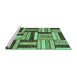 Sideview of Machine Washable Abstract Turquoise Modern Area Rugs, wshabs331turq