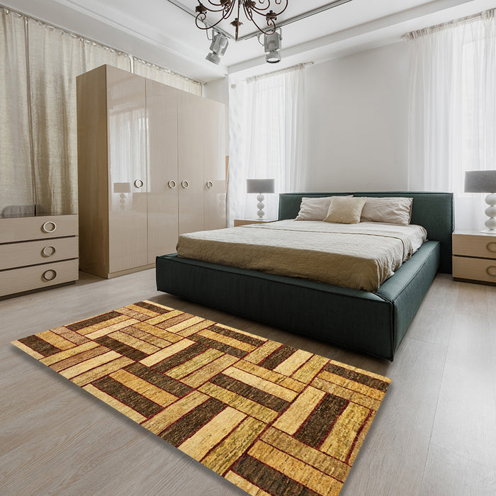 Abstract Orange Modern Rug in a Bedroom, abs331