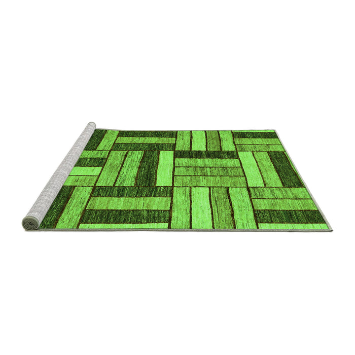 Sideview of Machine Washable Abstract Green Modern Area Rugs, wshabs331grn