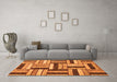 Machine Washable Abstract Orange Modern Area Rugs in a Living Room, wshabs331org