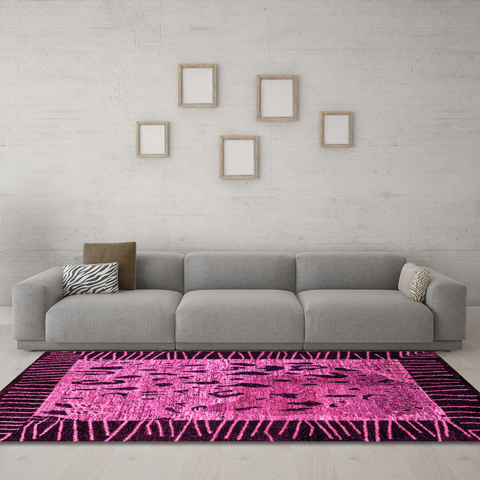 Machine Washable Animal Pink Modern Rug in a Living Room, wshabs3320pnk