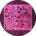 Round Animal Pink Modern Rug, abs3320pnk