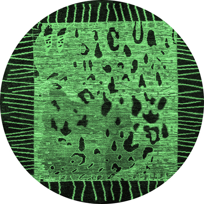 Round Animal Emerald Green Modern Rug, abs3320emgrn