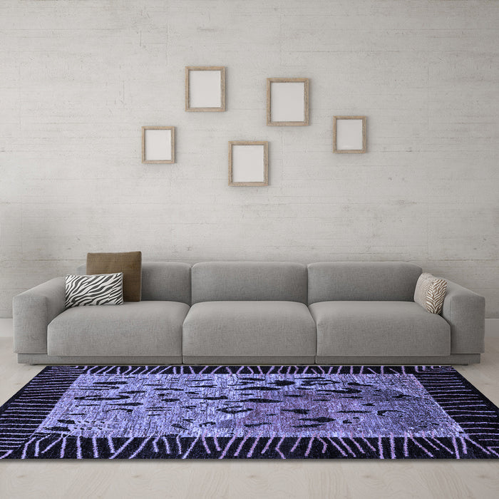 Machine Washable Animal Blue Modern Rug in a Living Room, wshabs3320blu