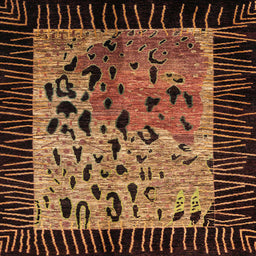 Square Machine Washable Abstract Night Red Rug, wshabs3320