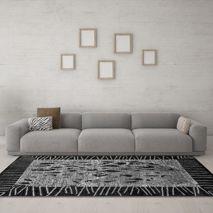 Machine Washable Animal Gray Modern Rug in a Living Room,, wshabs3320gry