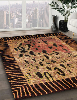 Machine Washable Abstract Night Red Rug in a Family Room, wshabs3320