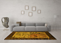 Machine Washable Animal Yellow Modern Rug in a Living Room, wshabs3320yw