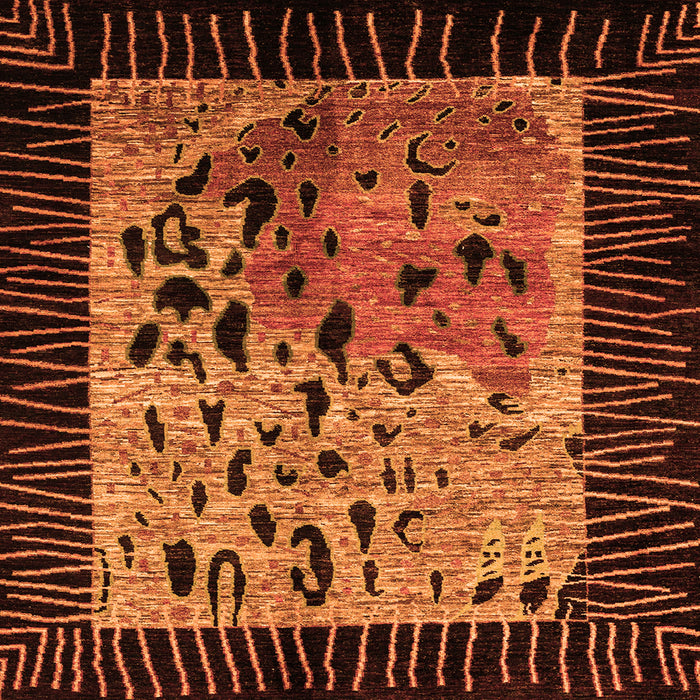 Square Machine Washable Animal Orange Modern Area Rugs, wshabs3320org