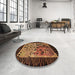 Round Machine Washable Abstract Night Red Rug in a Office, wshabs3320