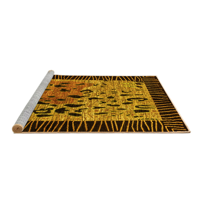 Sideview of Machine Washable Animal Yellow Modern Rug, wshabs3320yw