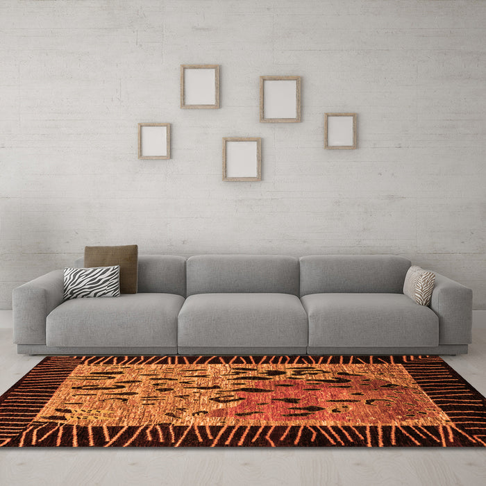 Machine Washable Animal Orange Modern Area Rugs in a Living Room, wshabs3320org