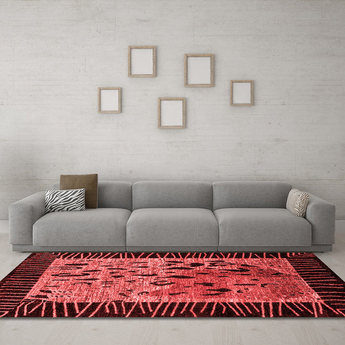 Modern Red Washable Rugs