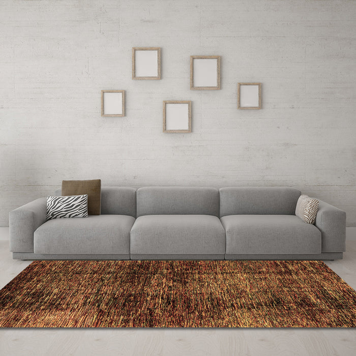 Machine Washable Abstract Brown Modern Rug in a Living Room,, wshabs3321brn