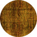 Round Abstract Yellow Modern Rug, abs3321yw