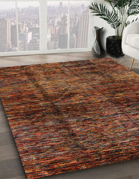 Abstract Dark Red Modern Rug, abs3321