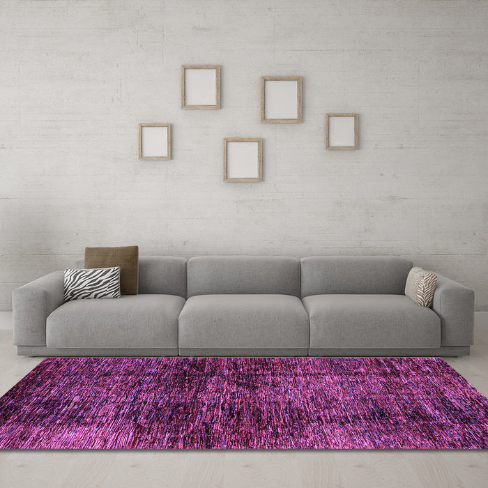 Machine Washable Abstract Purple Modern Area Rugs in a Living Room, wshabs3321pur