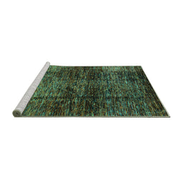 Sideview of Machine Washable Abstract Turquoise Modern Area Rugs, wshabs3321turq