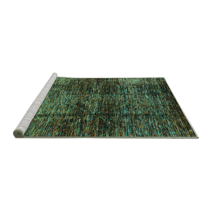 Sideview of Machine Washable Abstract Turquoise Modern Area Rugs, wshabs3321turq