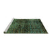 Sideview of Machine Washable Abstract Turquoise Modern Area Rugs, wshabs3321turq