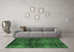 Machine Washable Abstract Emerald Green Modern Area Rugs in a Living Room,, wshabs3321emgrn