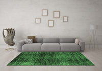 Machine Washable Abstract Emerald Green Modern Rug, wshabs3321emgrn