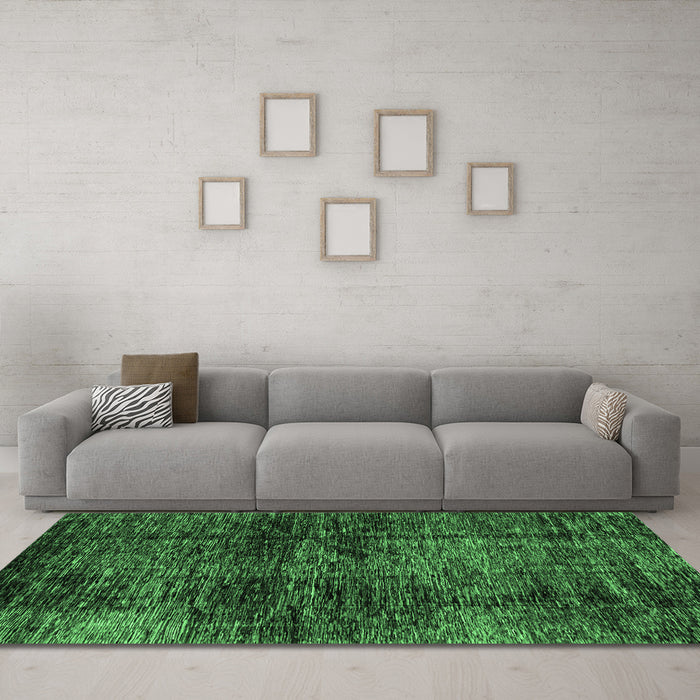Machine Washable Abstract Emerald Green Modern Area Rugs in a Living Room,, wshabs3321emgrn