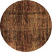 Round Abstract Brown Modern Rug, abs3321brn