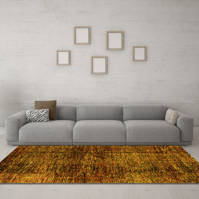 Machine Washable Abstract Yellow Modern Rug in a Living Room, wshabs3321yw