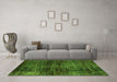 Machine Washable Abstract Green Modern Area Rugs in a Living Room,, wshabs3321grn