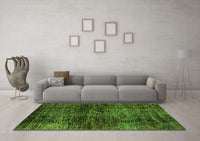 Machine Washable Abstract Green Modern Rug, wshabs3321grn