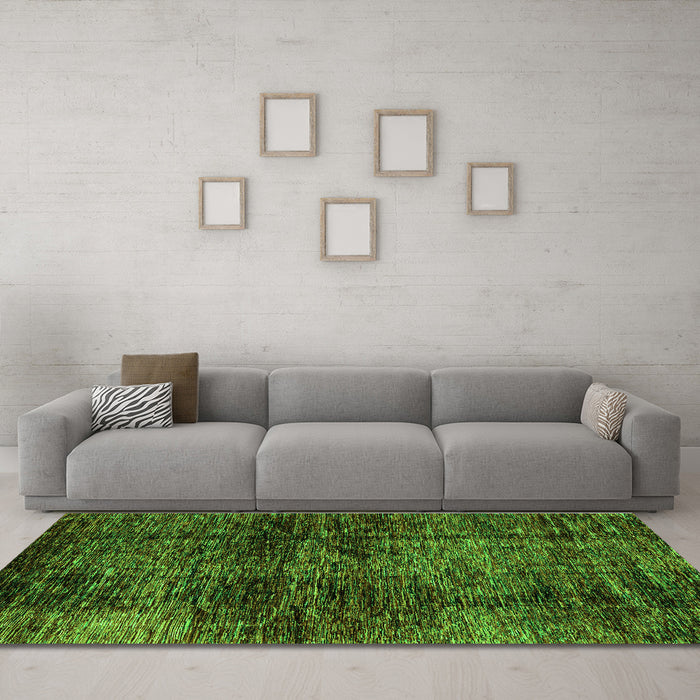 Machine Washable Abstract Green Modern Area Rugs in a Living Room,, wshabs3321grn