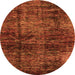 Round Machine Washable Abstract Orange Modern Area Rugs, wshabs3321org