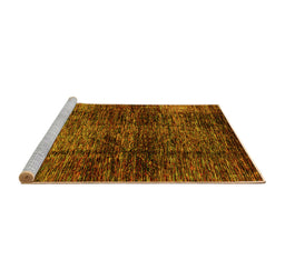 Sideview of Machine Washable Abstract Yellow Modern Rug, wshabs3321yw