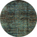 Round Abstract Light Blue Modern Rug, abs3321lblu