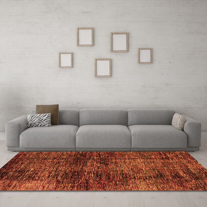 Machine Washable Abstract Orange Modern Area Rugs in a Living Room, wshabs3321org