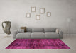 Machine Washable Abstract Pink Modern Rug in a Living Room, wshabs3321pnk