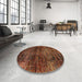 Round Machine Washable Abstract Dark Red Rug in a Office, wshabs3321