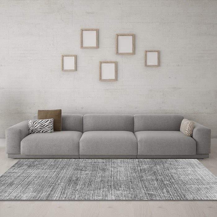 Machine Washable Abstract Gray Modern Rug in a Living Room,, wshabs3322gry