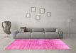 Machine Washable Abstract Pink Modern Rug in a Living Room, wshabs3322pnk