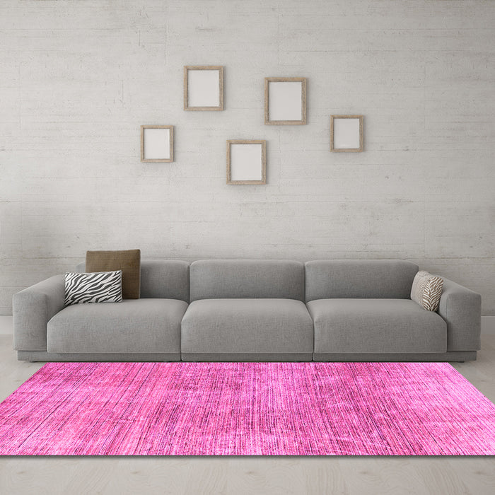 Machine Washable Abstract Pink Modern Rug in a Living Room, wshabs3322pnk