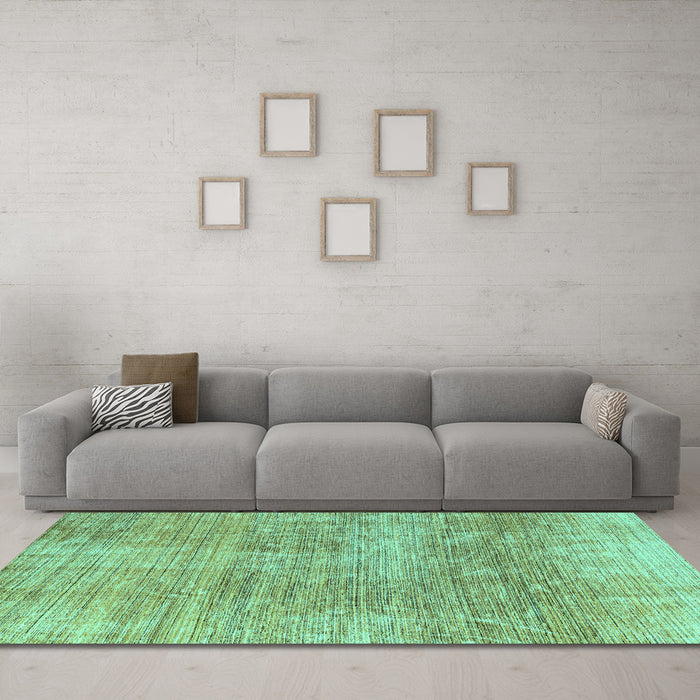 Machine Washable Abstract Turquoise Modern Area Rugs in a Living Room,, wshabs3322turq