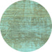 Round Machine Washable Abstract Light Blue Modern Rug, wshabs3322lblu