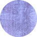 Round Abstract Blue Modern Rug, abs3322blu