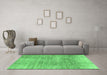 Machine Washable Abstract Emerald Green Modern Area Rugs in a Living Room,, wshabs3322emgrn