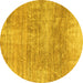 Round Abstract Yellow Modern Rug, abs3322yw