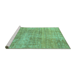 Sideview of Machine Washable Abstract Turquoise Modern Area Rugs, wshabs3322turq